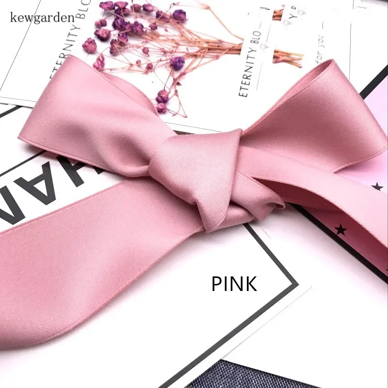 Kewgarden 38mm 3.8CM Hight Quality Cotton Satin Ribbon Handmade Tape DIY Bow Accessories Ribbons Matte Riband 10 Yards