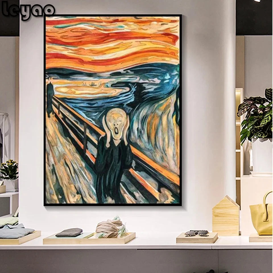 DIY Diamond Painting Famous The Scream Edvard Munch Full Diamond Embroidery 5d Cross Stitch Mosaic Kits rhinestones Decor Gift