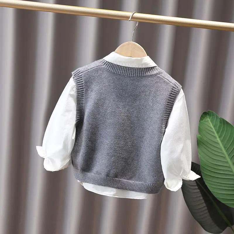 New Autumn Style Boys' and Girls' Vests Children's Sweaters Horse Clip Penguin Cute Pattern Western-style Korean Version