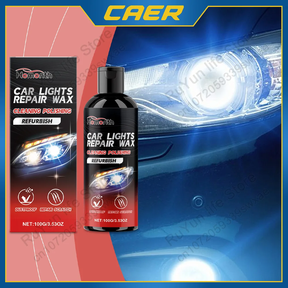 Car Headlight Restoration Polishing Paste Remove Oxidation Scratch Repair Dirt Cleaner Headlamp Refurbish Cream 100g Auto Care