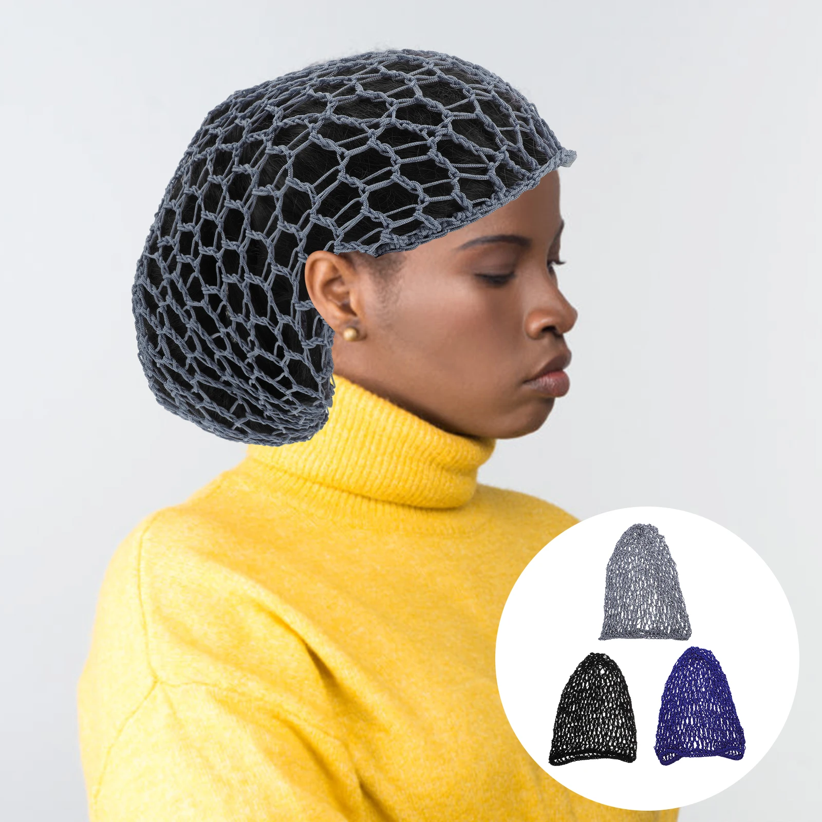 

3pcs Crocheted Elastic Mesh Hairnet Care Tool For Women Long Comfortable Hair Cover Salon Home Use Hair Care Tool