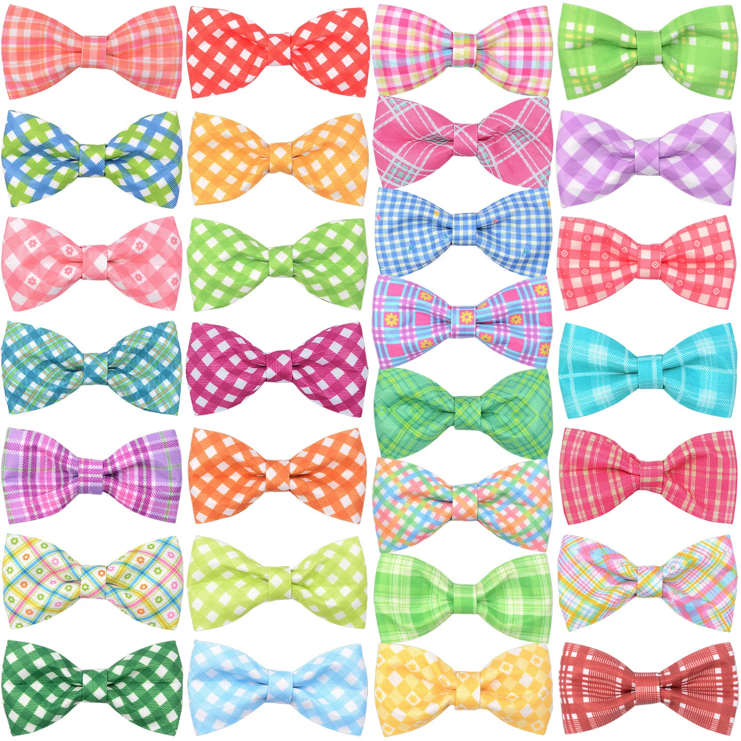 50/100pcs Spring Plaid Style Dog Bowtie Removable Dog Bows Dog Collar Accessories Pets Grooming Accessories Dog Supplies