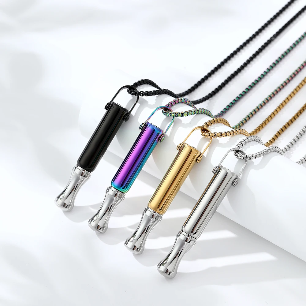 Breathing Anxiety Relief Necklace Mindfulness Stainless Steel Breathe Pendant for Women Men Natural Calm & Stress Relief