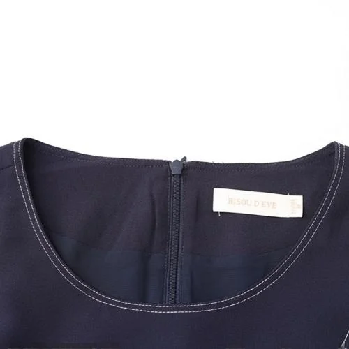 Vestido de Chiffon Bordado de Dupla Camada para Mulheres da Marca Dai, E e Simples, Decote Redondo, Cintura Alta, Saia...