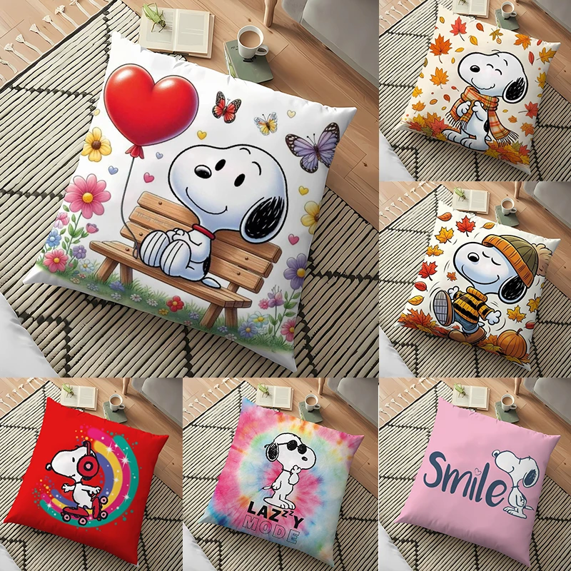 Snoopy Poszewka na poduszkę Jesienny wystrój Śliczny nadruk z kreskówki Poszewka na poduszkę na krzesło samochodowe Poszewka na poduszkę Sofa Dekoracja pokoju dziecięcego Poszewka na poduszkę