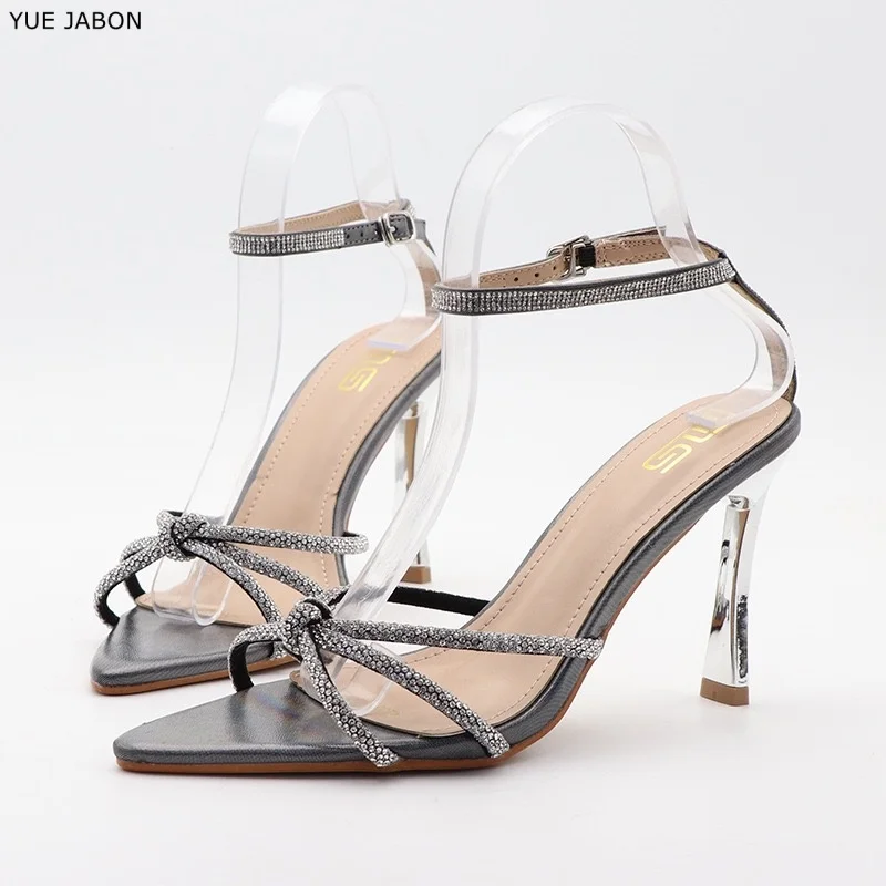 

Черные женские босоножки на высоком каблуке, туфли-лодочки на шпильке для вечеринок, черные римские сандалии с резиновым подошвой и серебряной пряжкой