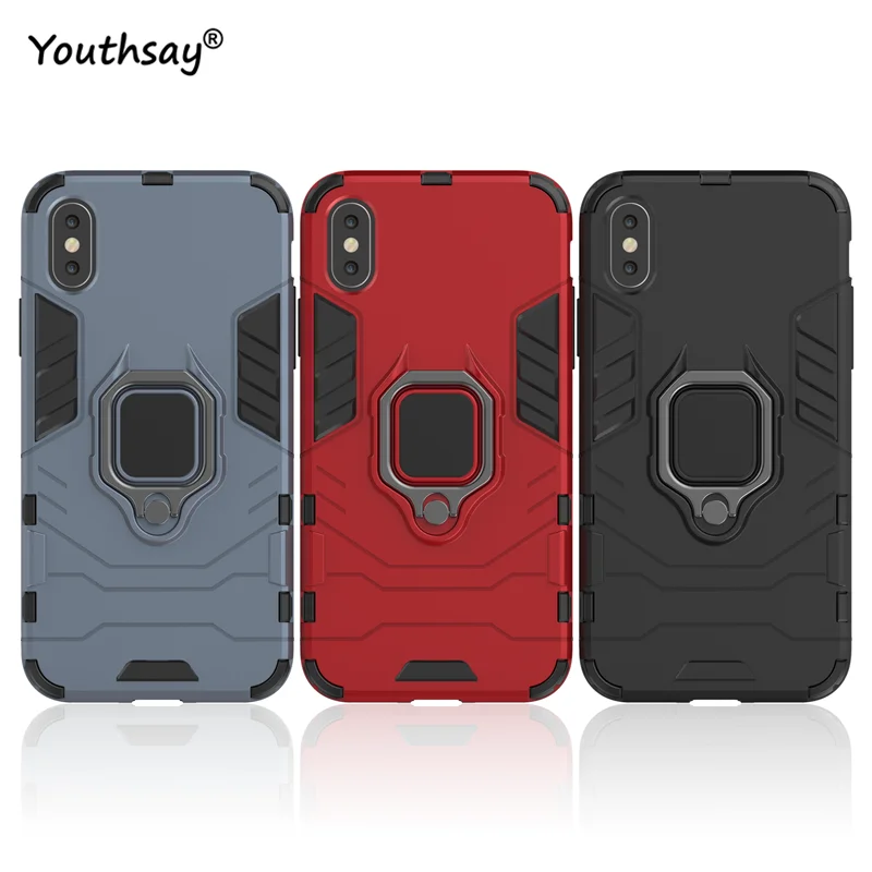 For iPhone X Case Magnetic Finger Ring Kickstand Hard PC Bumper Phone Case For Apple iPhone 10 Cover For iPhone X Funda Youthsay