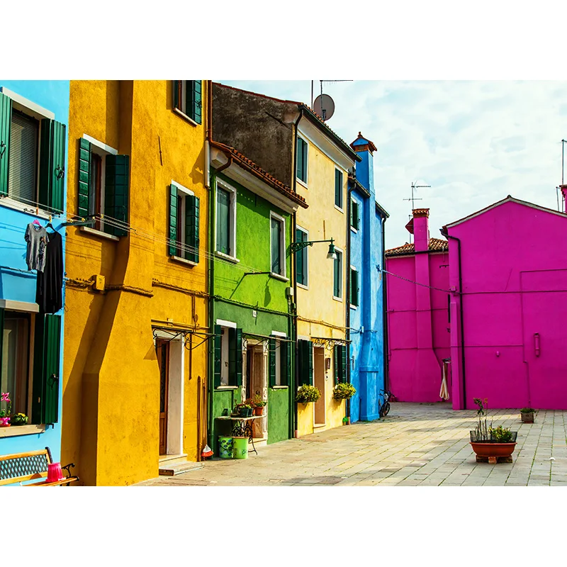 Fondos de fotografía de escenario de vista de calle europea Vintage, fondos de fotografía de boda, accesorios de estudio, JJT-03