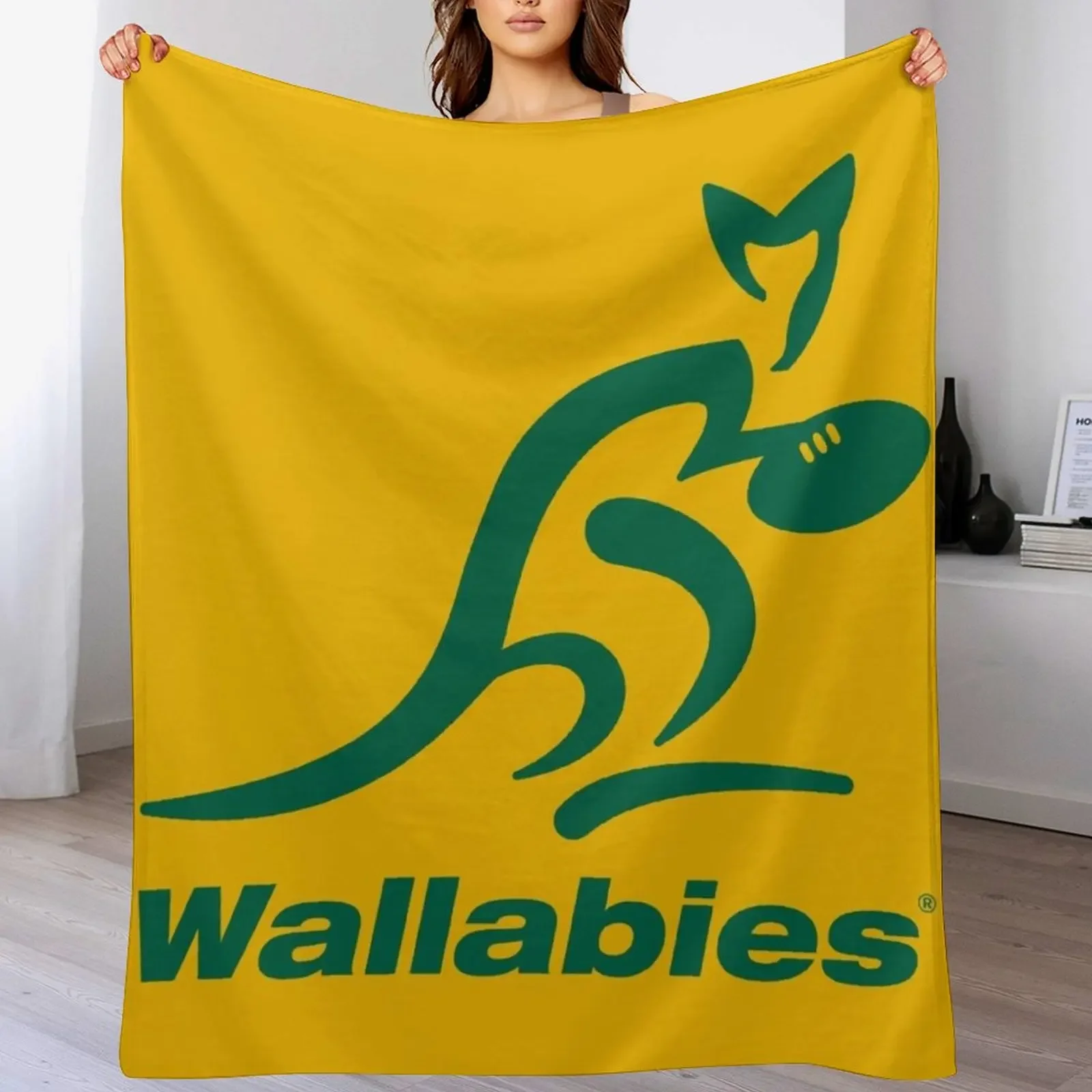 

Australia Rugby Wallabies Yellow Wallaby Throw Blanket Modern Design Soft Blanket for Home Decor