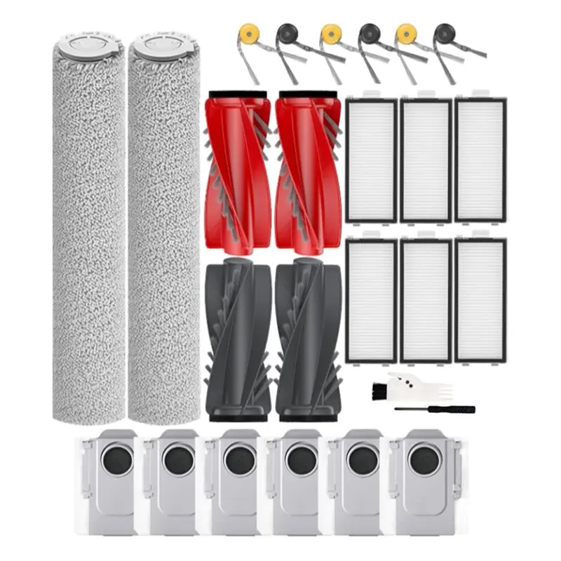 

A21F-Main Side Brush Replacement Kit(26PCS) For Roborock Qrevo Curv 2 Flow Vacuum Cleaner Accessories Filters Roller Mop Dust Ba