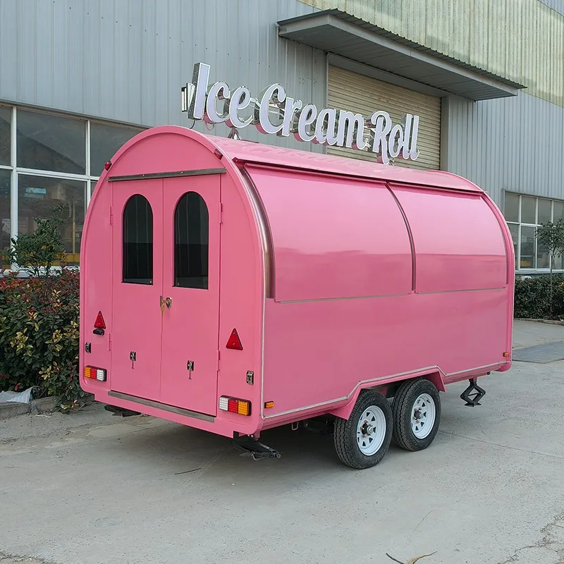 Custom Fully Equipped Mobile Food Truck Trailer, DOT COC Certified Kitchen Cart for Coffee & Ice Cream Vending