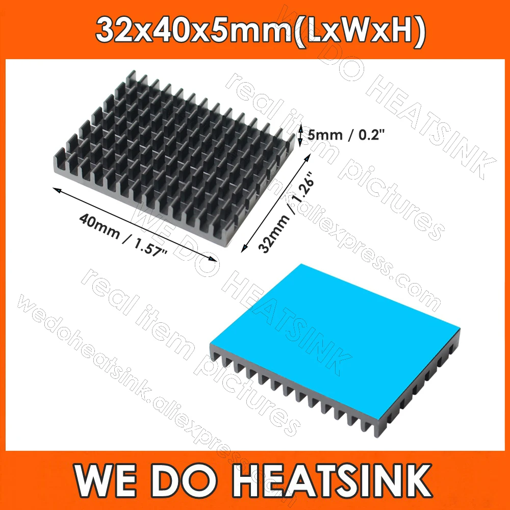 

32x40x5mm Black Aluminum Heatsink Cooler Circuit Board Cooling Fin for Led Semiconductor Integrated Circuit Device