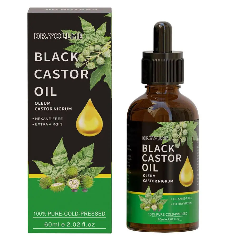 Aceite de ricino negro que nutre el masaje de la piel, aceite esencial para el cuidado del cabello, previene el crecimiento de las cejas, envejecimiento de la piel, F1m6