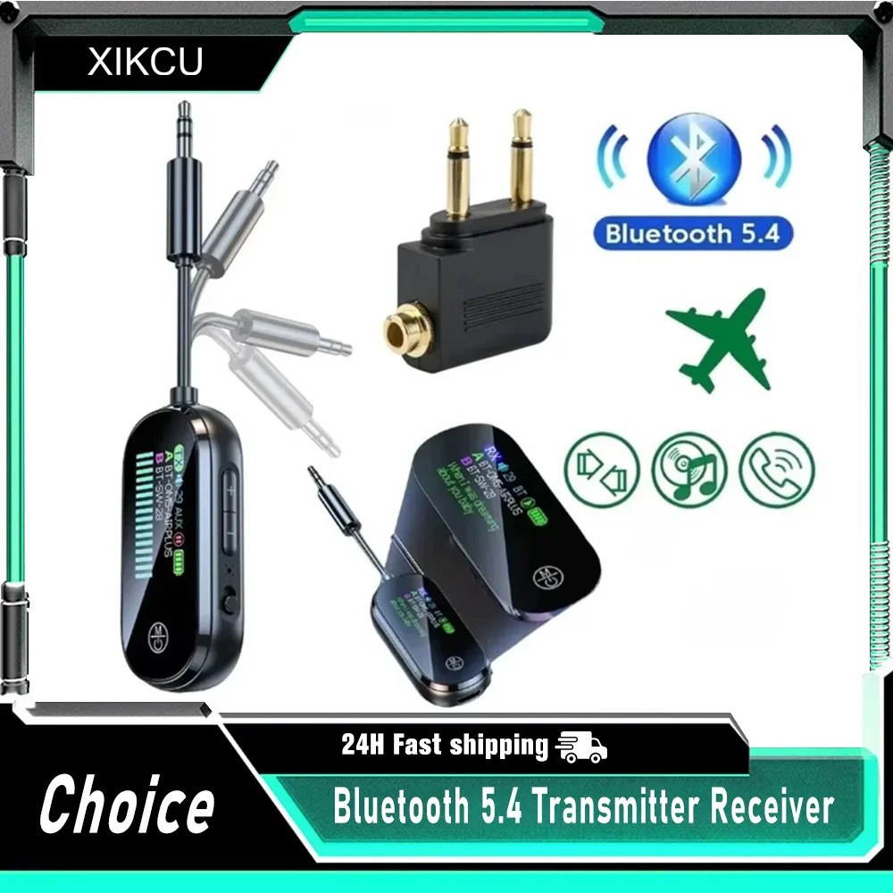 

Приемник Bluetooth 5,4, передатчик с низкой задержкой, разъем AUX 3,5 мм, беспроводной аудиоадаптер для ТВ, самолета, автомобильного динамика, наушников для ПК