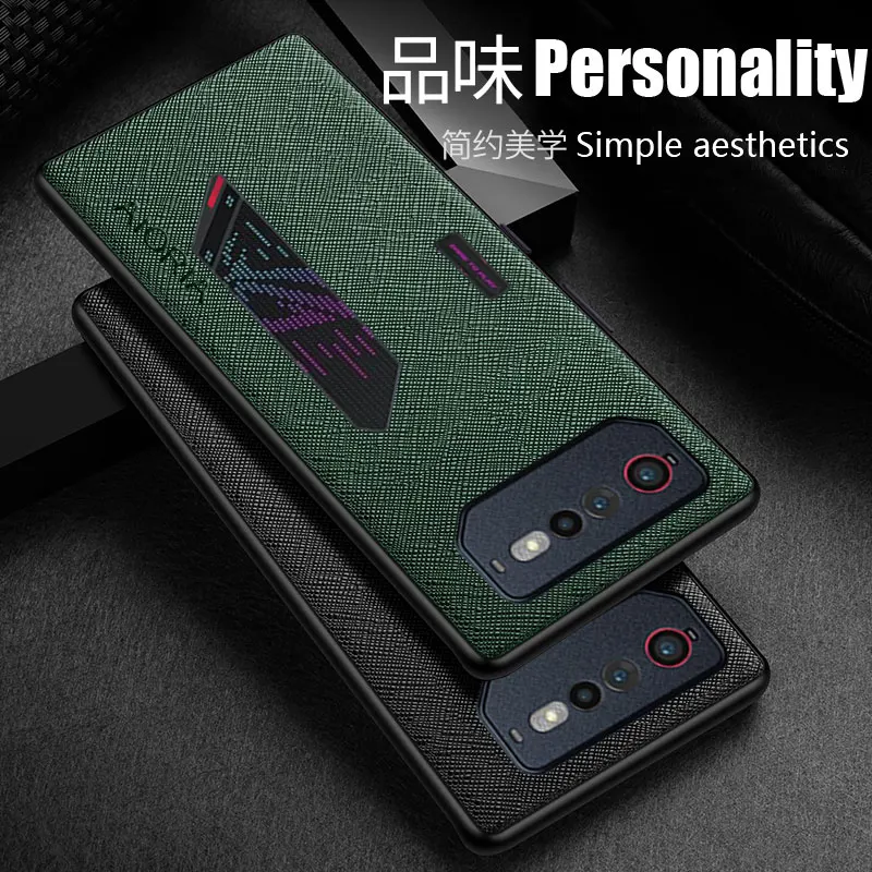 Funda de cuero de lujo para Asus ROG Phone 6d, con patrón de cruz, para ROG Phone 6