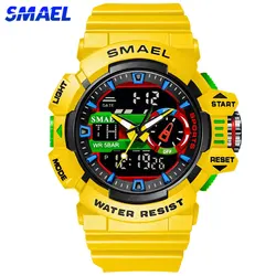 SMAEL-reloj deportivo militar para hombre, cronómetro con pantalla Dual LED de cuarzo, resistente al agua, para deportes al aire libre