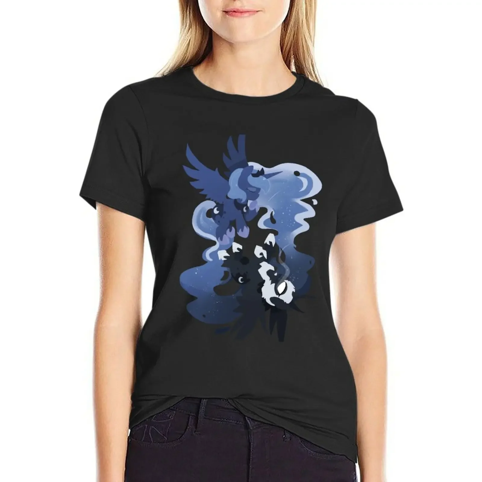 

MLP: Luna + Nightmare Moon T-Shirt plus size tops heavyweights lady clothes tight shirts for Women