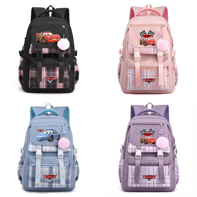 MINISO Pixar Cars Lightning McQueen Women's men's Backpack Female bags Teenager Knapsack Schoolbag Rucksack Travel Backpack