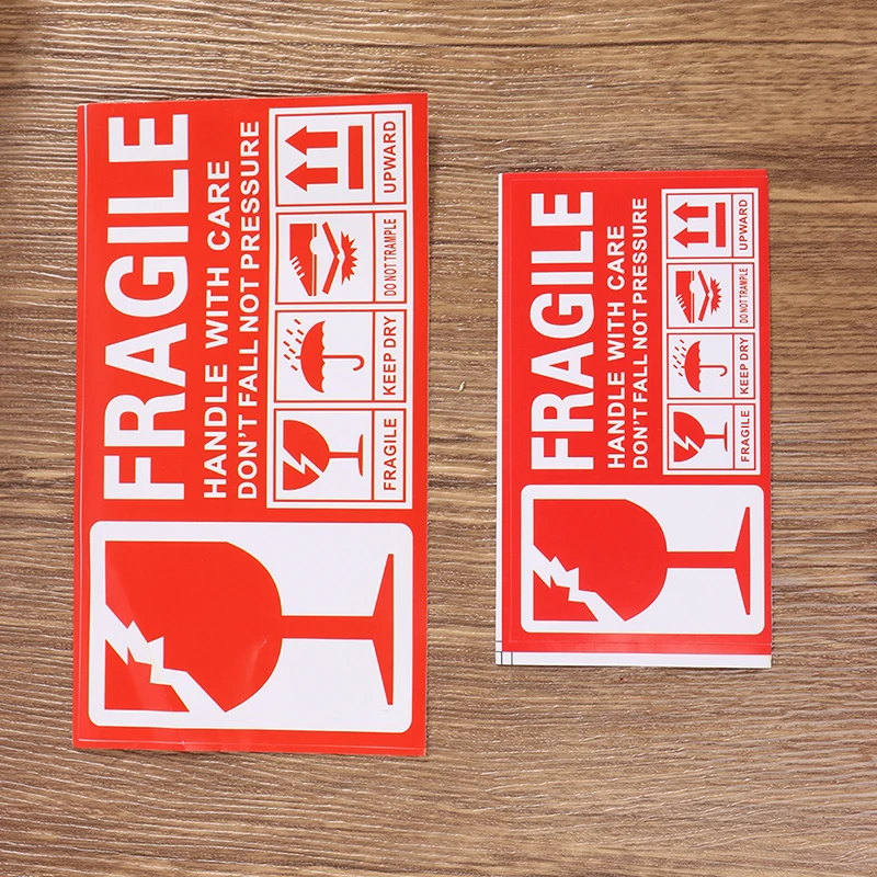 100Pcs Fragile Warning Label Sticker Hazard Warning Sign Handle With Care Keep Express Label Adhesive Logistics Accessories