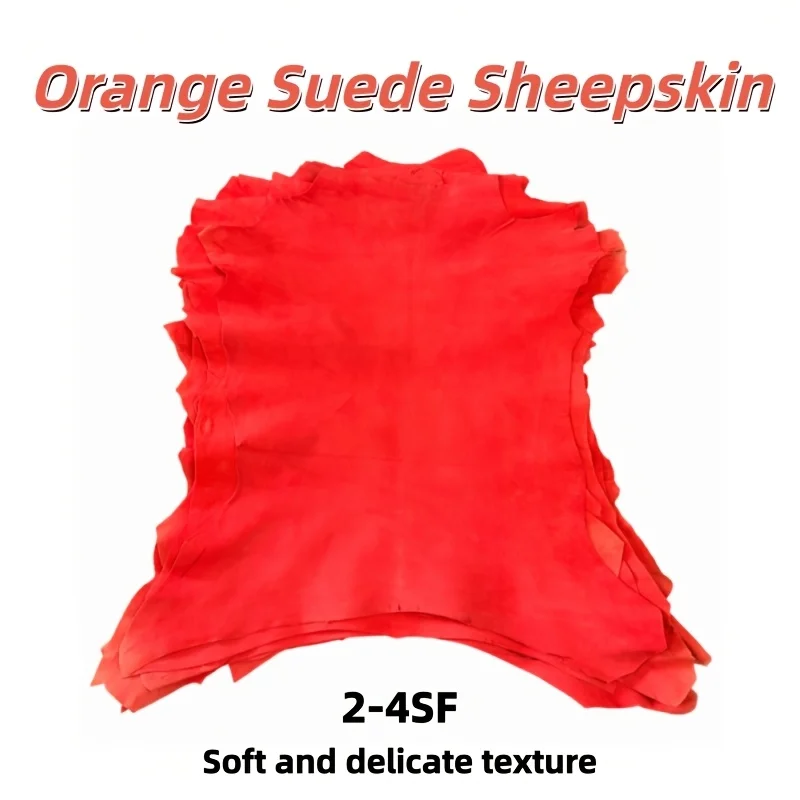 Real Lambskin Leather Suede Orange 2-4SF Premium Soft Sheepskin Hide for DIY Craft Bag Wallet Shoes Clothing Accessories Making