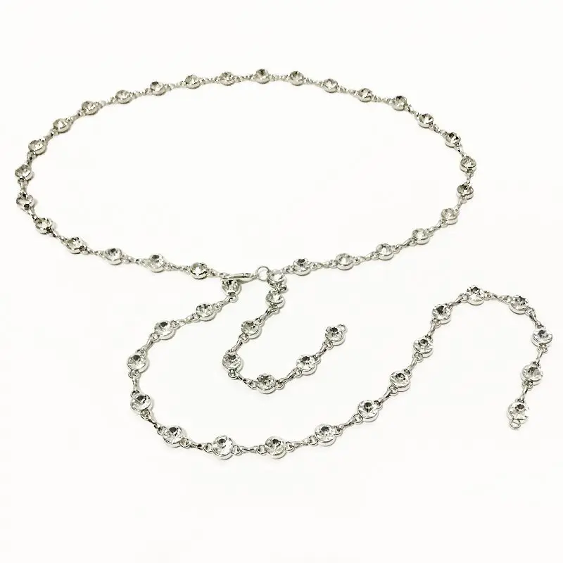 ผู้หญิงคริสตัลเอว High-end Handfeel Fine Diamond Inlay ตกแต่งแฟชั่นเรียงราย Rhinestone เข็มขัด
