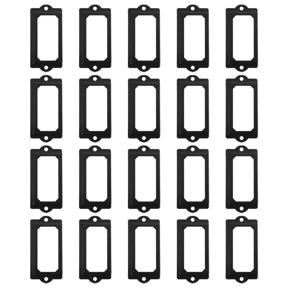 20Pcs Iron Vintage Label Frame Name Tag Holder for Office Desk Drawer Cabinet Shelf Library Book File Organizer Retro Design