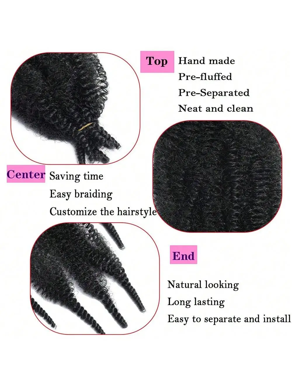 ผมถักเปียแบบแอฟริกันสปริงตี้ แอฟโฟร ทวิสต์ มาร์เลย์ ขนาด 8-36 นิ้ว |   8 แพ็ค |   ผมสังเคราะห์แบบหยิกฟูสำหรับถักโครเชต์ เหมาะสำหรับวันฮาโลวีนและคริสต์มาส