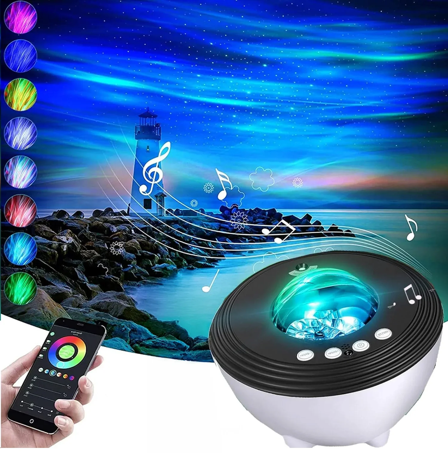 LED Night Light Home Bedroom Decor Galaxy Star Projector Bluetooth Speaker White Noise Ambient Bedside Lamp Table Lamp For Kids