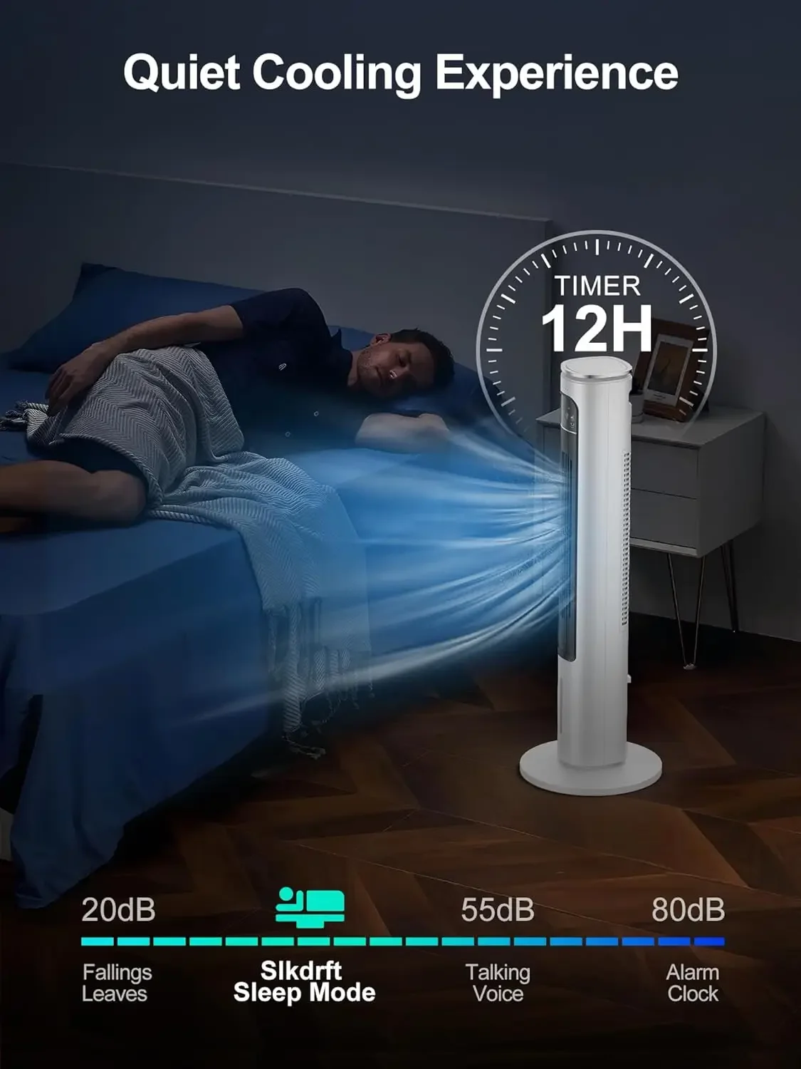 Air Cooler, 37” Portable Air Conditioners, Swamp Cooler,4 Modes, 12H Timer, 70° Oscillating, Removable Water Tank, Ice Packs, Re