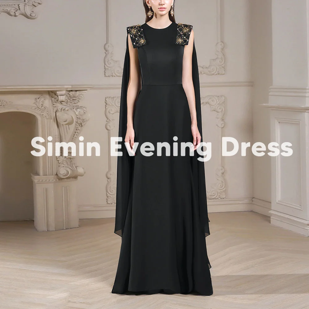 

Simin Women's Customized O-neck Beaded Straight Saudi Evening Dresses Sleeveless With Floor-Length Elegant Party Dresses 2025