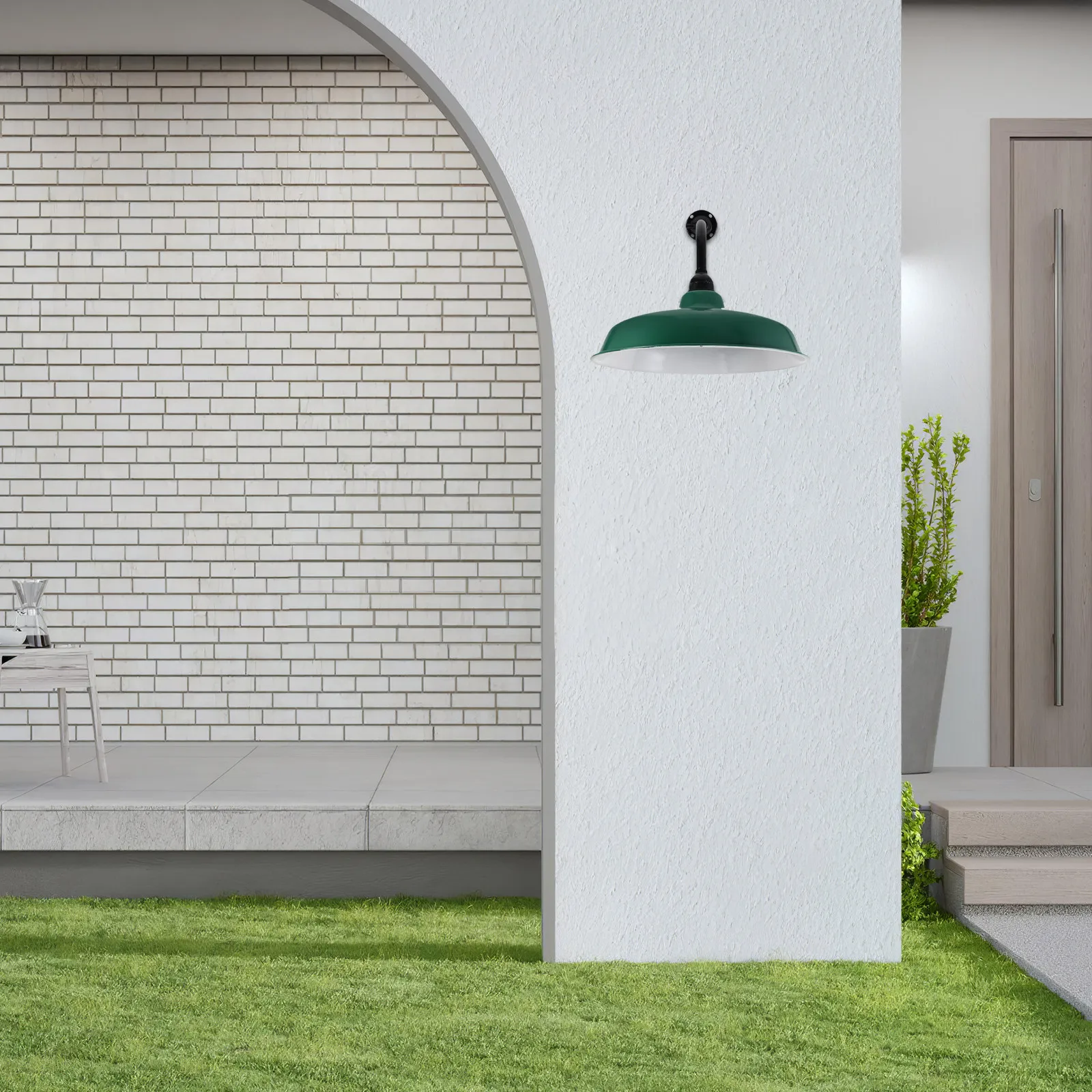 Green Enamel Lamp Shade Weatherproof Outdoor Lampshade for Patio Garden Warehouse Factory Street Lighting Rainproof Hanging Lamp
