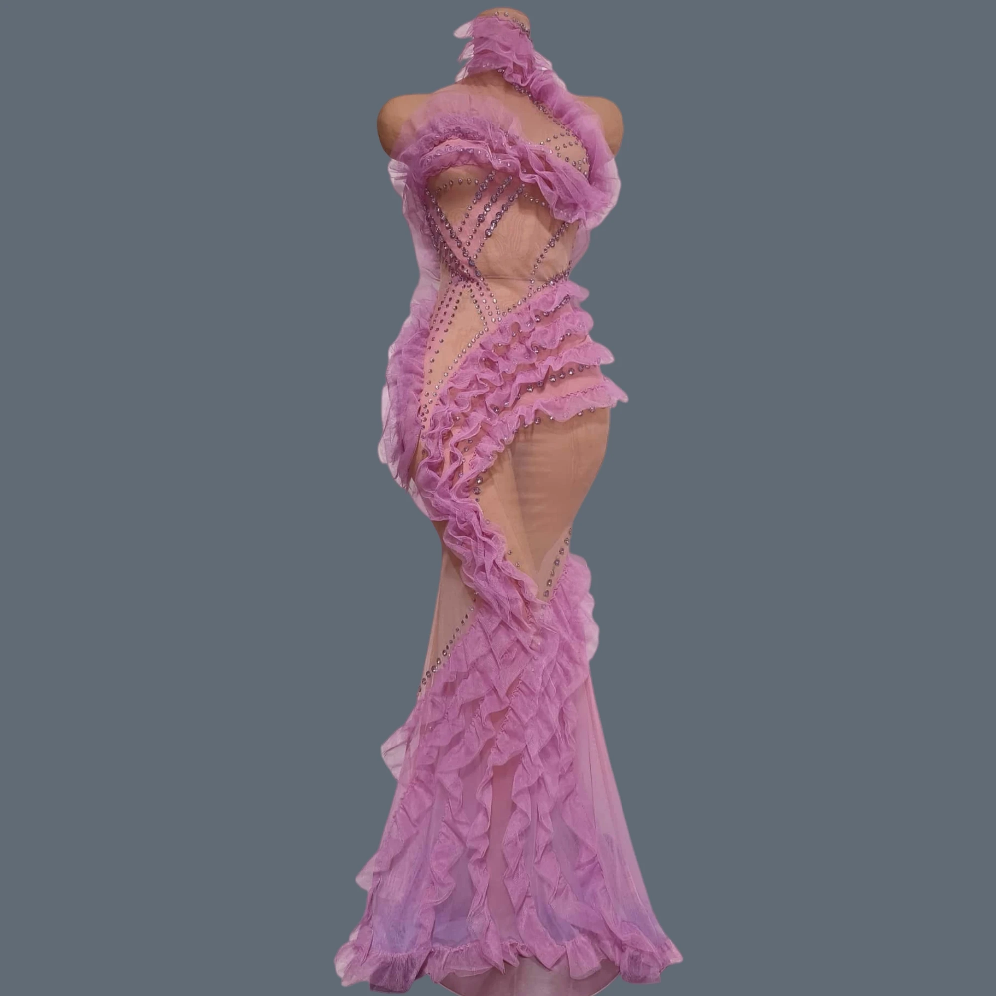 Sukienka na bal, urodziny, elegancka suknia wieczorowa w stylu syreny, seksowny kostium sceniczny do klubu nocnego, zdobiona błyszczącymi cyrkoniami, Zijuan