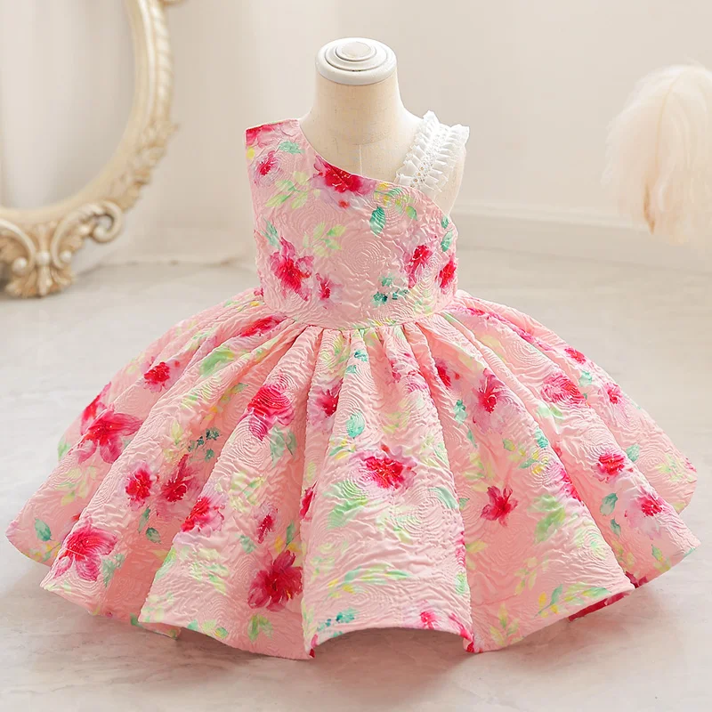 

Little child dress Girls short style princess skirt asymmetrical sleeveless pommel skirt printed summer floral Bohemian Q150