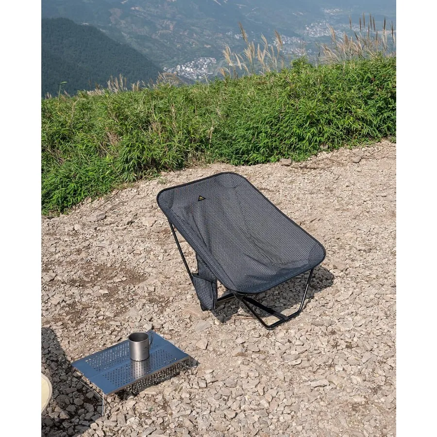 iClimb Low Ultralight Compact Camping Folding Chair with Side Pocket and Carry Bag