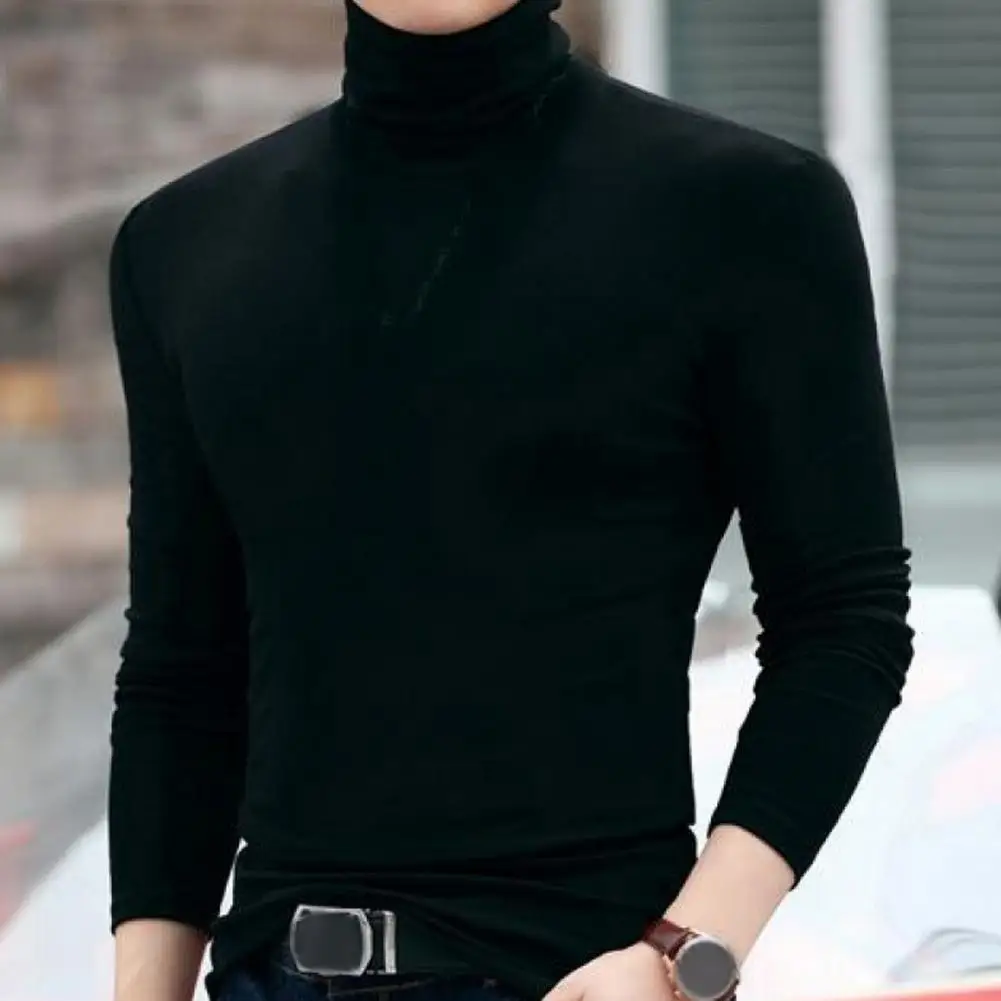 

2026 Men Turtleneck Pullovers Top High Neck Long Sleeved Mens Base Shirt Slim Fit T-shirt Simple Autumn And Winter Warm Clothing