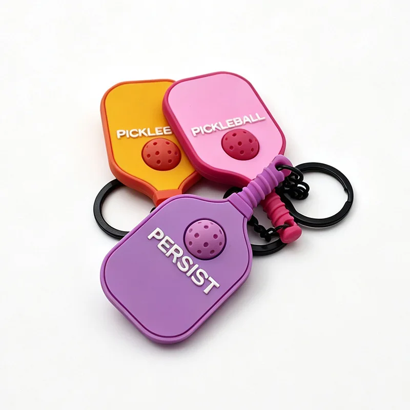 Pick Tennis Racket Keychain Accessories for Women PVC Soft Rubber Sports Car Key Charms, Cute Keychain Purse Charms for Handbags