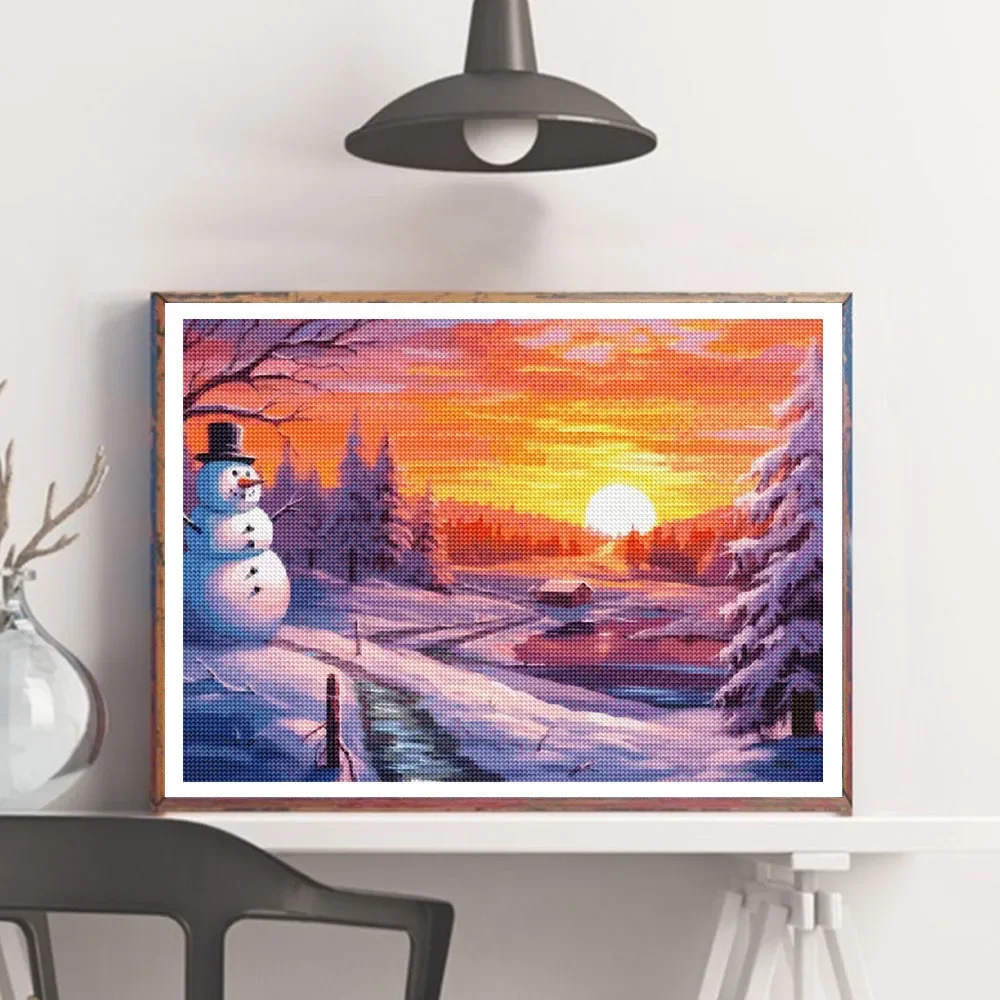 5D Christmas Diamond Painting Winter Snow Scene Full Diamond Mosaic Embroidery Forest Landscape Cross Stitch Art Home Decoration