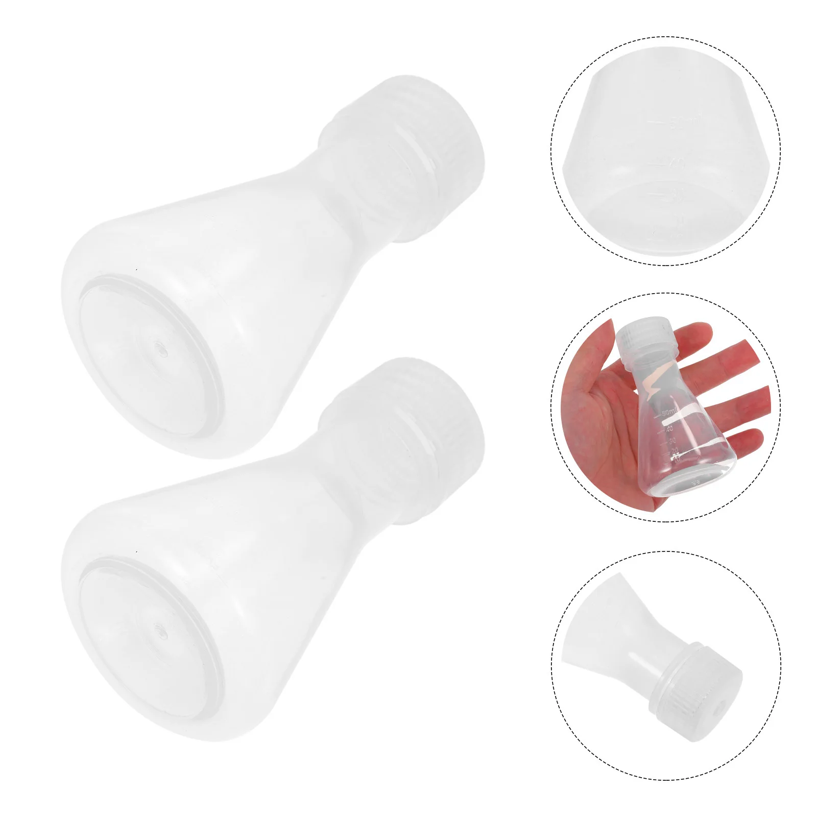 

5pcs Plastic Conical Flask For Chemistry Experiments Lab Erlenmeyer Beaker With Lid Heat Resistant Transparent Experiment