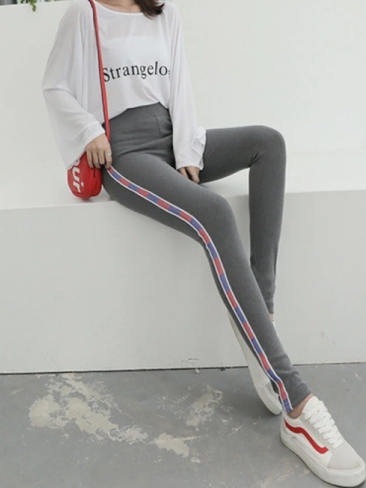 Skinny Casual Pants Women Joggers Soft Panelled High Waist All-match Streetwear Fashion Ulzzang Personality Pantalones De Mujer