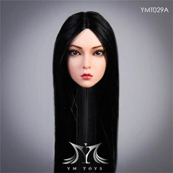 YMTOYS 1/6 검은 머리 유럽 여성 소녀 머리 조각 모델 장난감, 선탠 페이스 핏, 12 인치 TB리그 피켄 액션 피규어