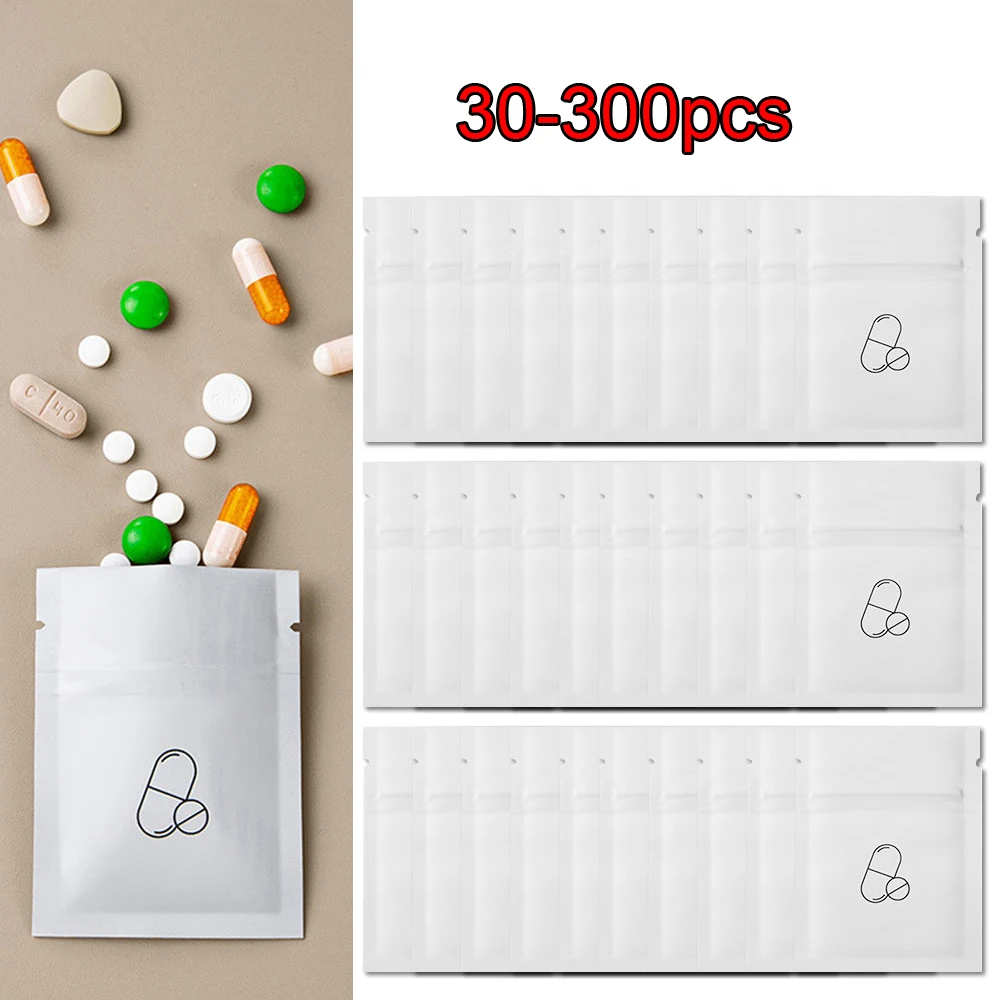 30-300Pcs Self Sealing Reusable Pill Pouch Bag Travel Medicine Organizer Dustproof Zippered Pill Pouch Moisture-proof