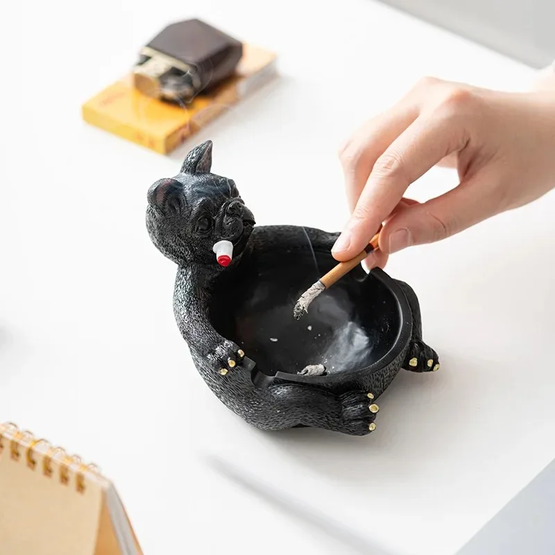 Creative Ashtray Anti-flying Ash Household Large Capacity Cute Cartoon Dog Resin Ashtray Home Decoration for Boyfriend Gift