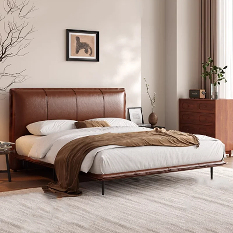 

Minimalist King Size Bed Nordic Vintage Headboards Double Bed Luxury Platform Letto Gonfiabile Matrimoniale Home Furnitures