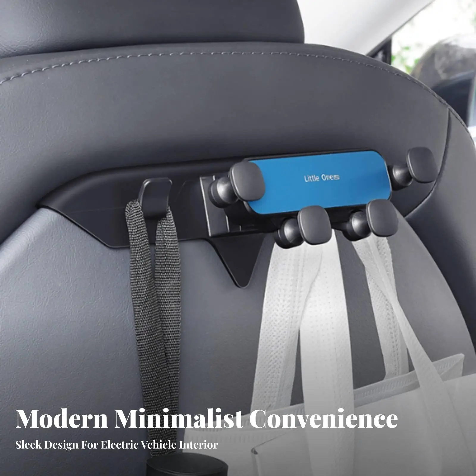 Car Organizer Phone Mount for Headrest with Bag Hook Adjustable Angle for Samsung Fold Passenger Entertainment