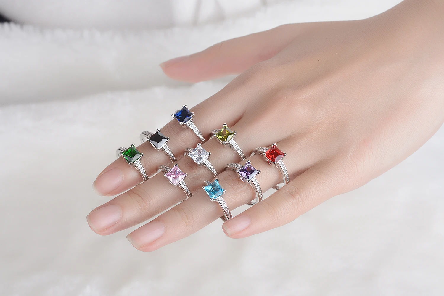 2.2ct مكون الأحمر روبي 925 فضة سوليتير خاتم الخطوبة للنساء قطع وسادة الأحجار الكريمة هدية الزفاف