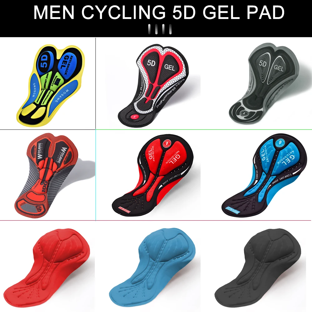 WOSAWE Men Gym Shorts 5D Gel Pad Cycling Underpant Cushion Shockproof Breathable Road Bicycle MTB Bike Underwear Silicone Padded