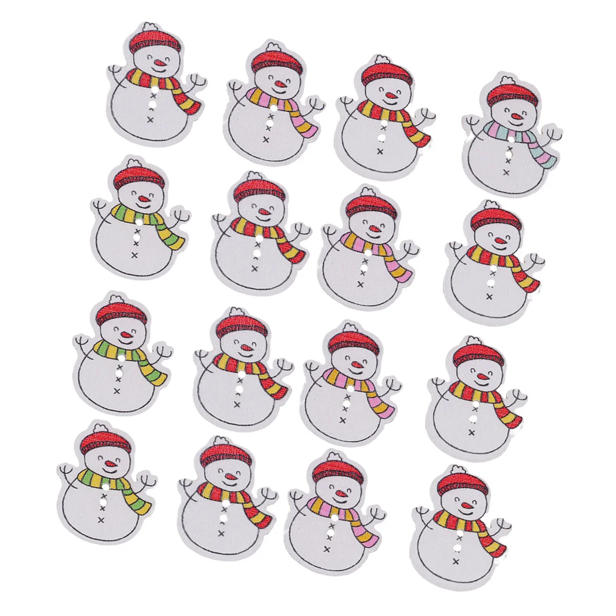 50 Pcs Christmas Gingham Buttons for Clothes Gingerbread Decorations Wooden Snowman