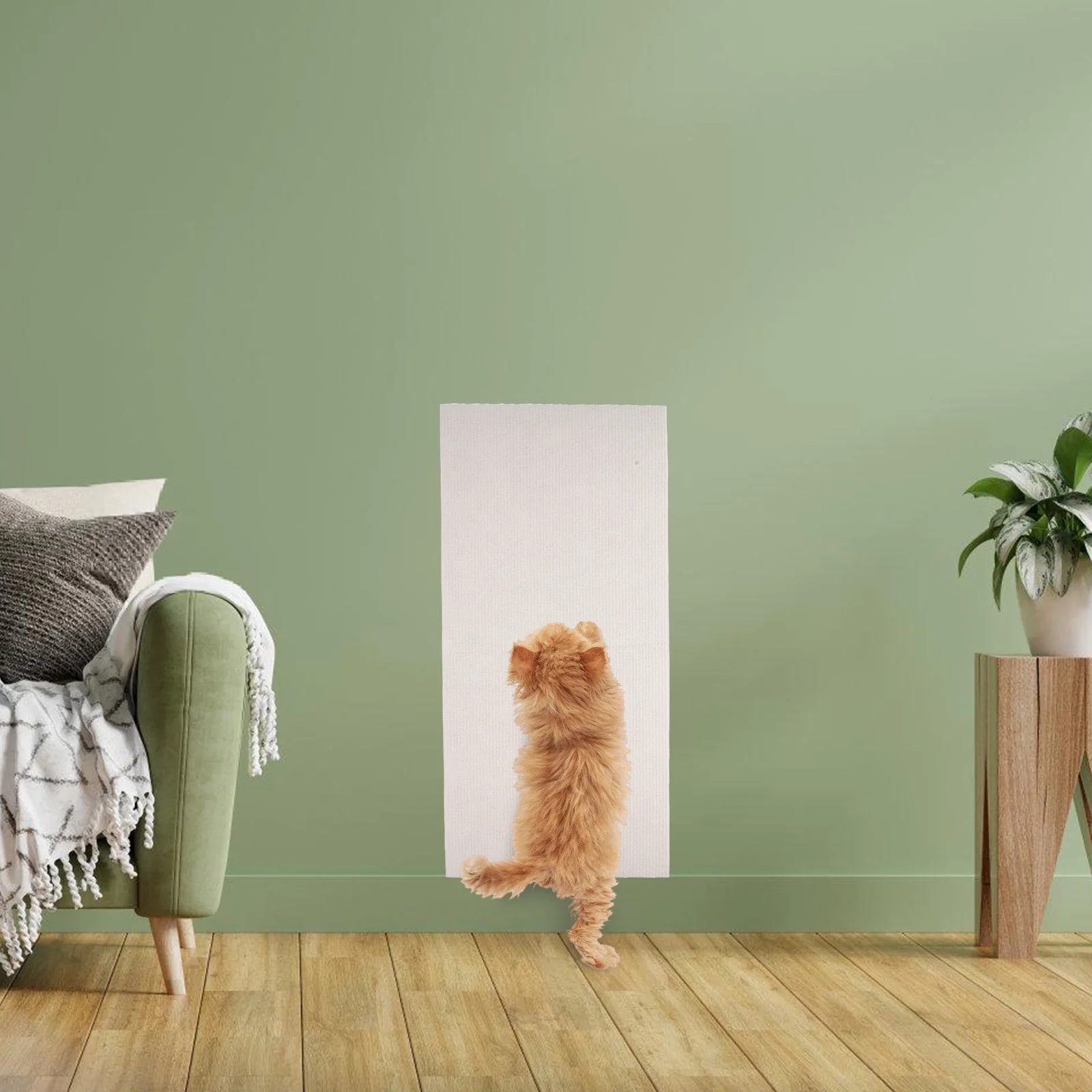

5pcs Cat Climbing Mat Scratch Carpet Protector Beige Adhesive Furniture Wall Mounted Sisal Scratcher Replacement