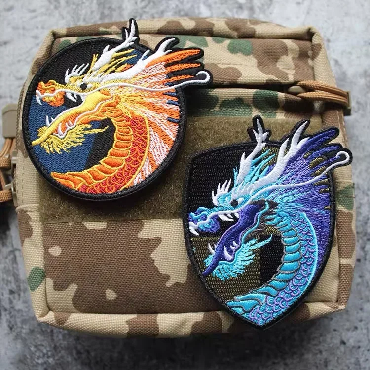 Qinglong Morale Badge Armband Dragon Accessories Patches Chinese Style Embroidery Emblem Patch Backpack Tactical Stickers