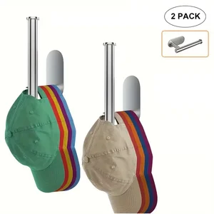 1/2 buah Kait Topi Baja Tahan Karat untuk Dinding, Organizer Topi Minimalis Tanpa Pengeboran, Organizer Penyimpanan Rumah Tangga 12 tas hanger penjualan terbaik - №